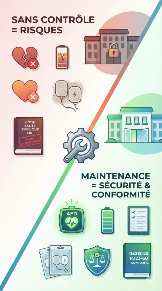 Checklist maintenance obligatoire défibrillateur
