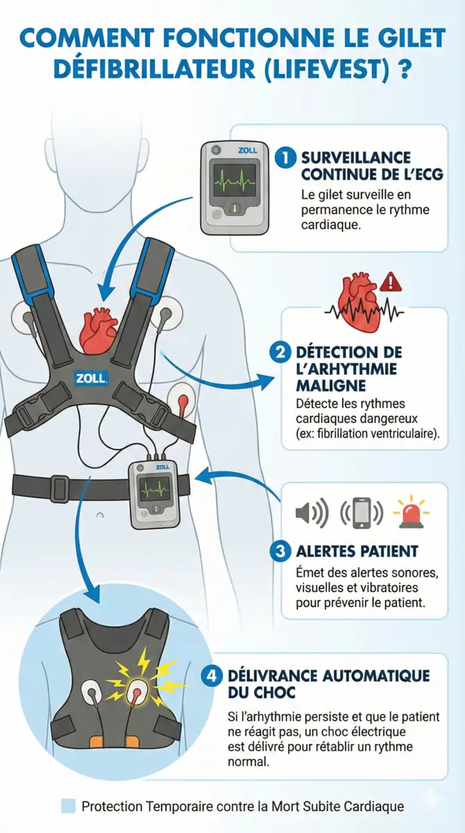 Patient portant un gilet défibrillateur LifeVest
