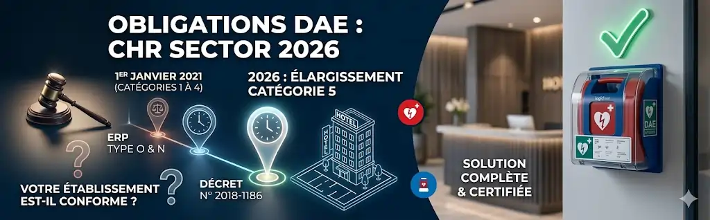 Texte de loi obligation défibrillateur hôtel et restaurant